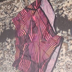 Pink and black sports shorts